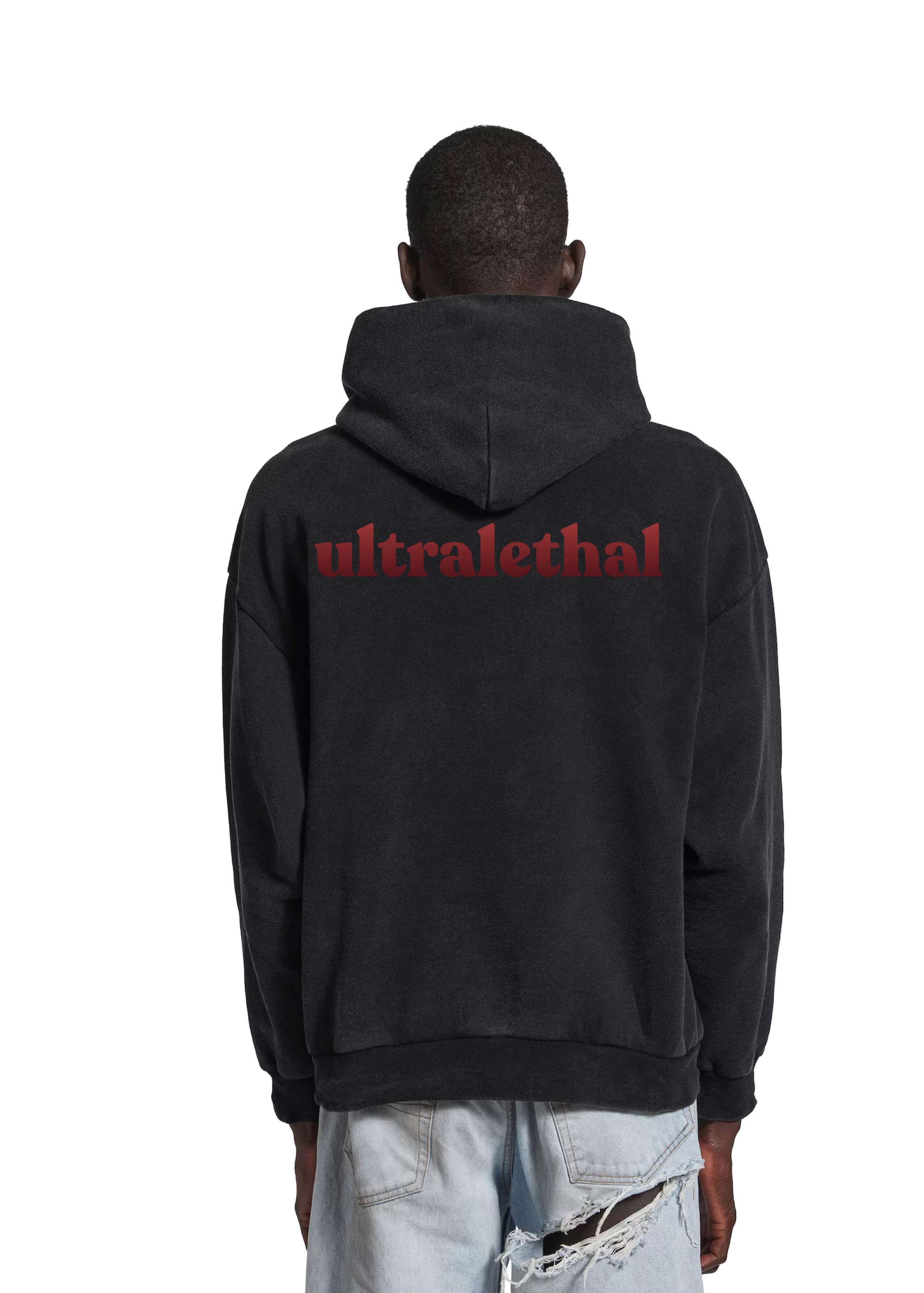 UL®  Embroidered Hoodie / Faded Black and red